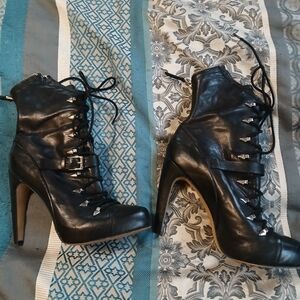 Knox Black Lace-Up Heeled Boots